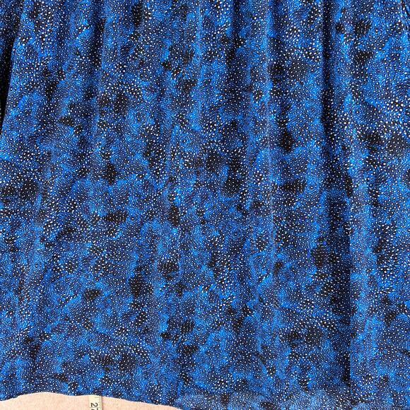 Michael Kors Smocked Blouse Women's Medium Blue Abstract Dot Motif Wide Sleeve - Picture 6 of 11